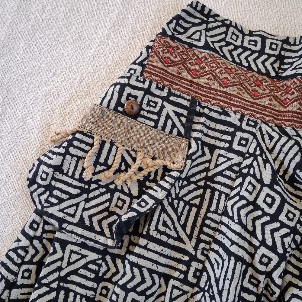 3 Harem pants Thai Hill Tribe ankle straps boho yoga geometric hippie festival - Picture 7 of 16